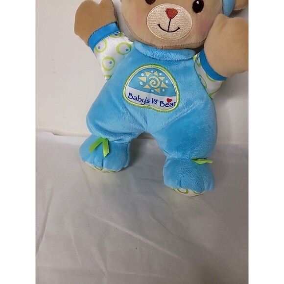 Fisher Price Baby's 1st First Teddy Bear 11" Blue Lovey Plush Toy Boy Rattle - Picture 4 of 16